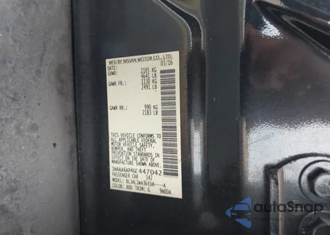 2016 Nissan Maxima 3.5 Sr z USA, uszkodzony, nr VIN 1N4AA6AP4GC447042